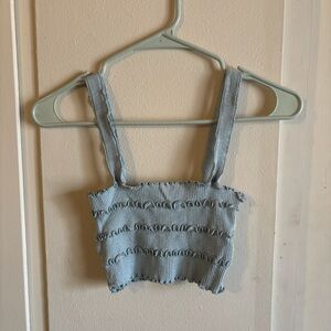 Zara Light Blue Ruffled Top